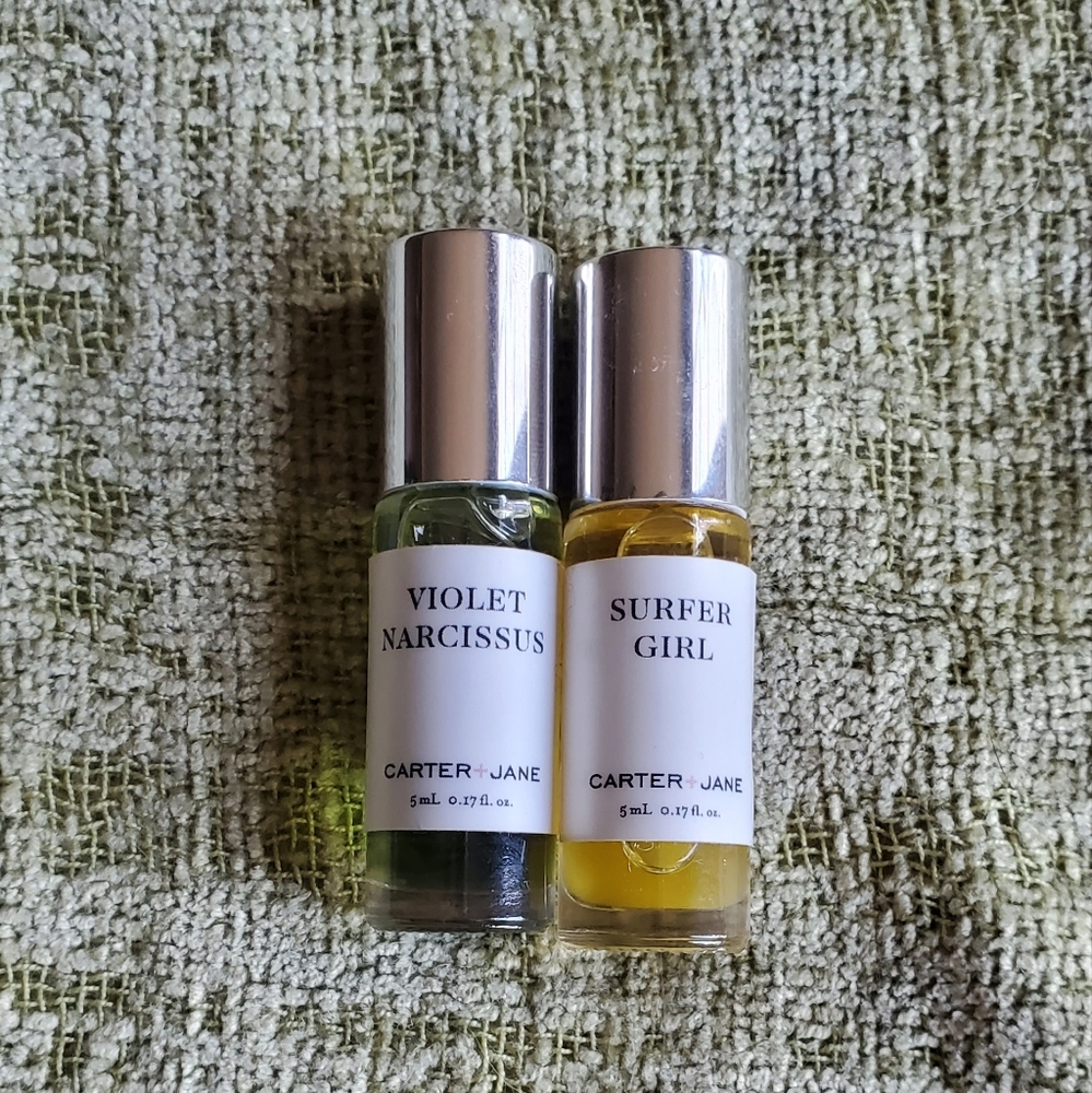 Carter + Jane pulse point perfume oil roll on.